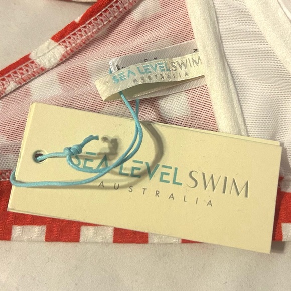 NEW Size 12 Sea Level Swim Le Damier Red Orange Gingham Underwire Swim Top - Picture 11 of 13